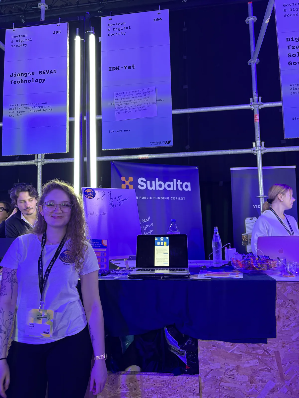 The IDK-Yet team at its Nexus Luxembourg stand